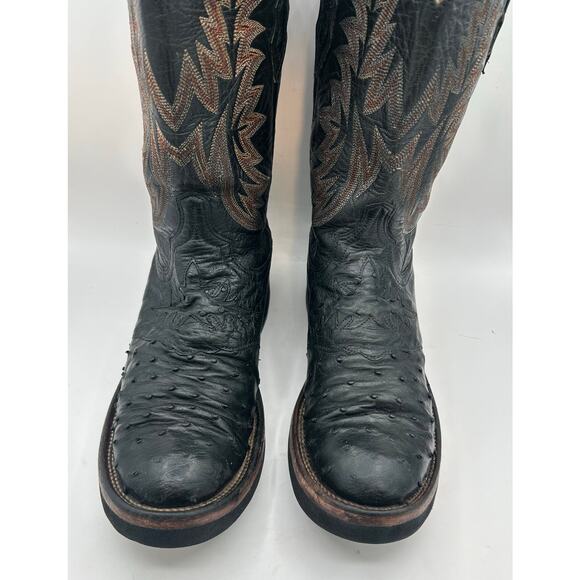 Lucchese 2000 Full Quill Ostrich Black Men’s 7.5  Western Boots Square toe main image 9
